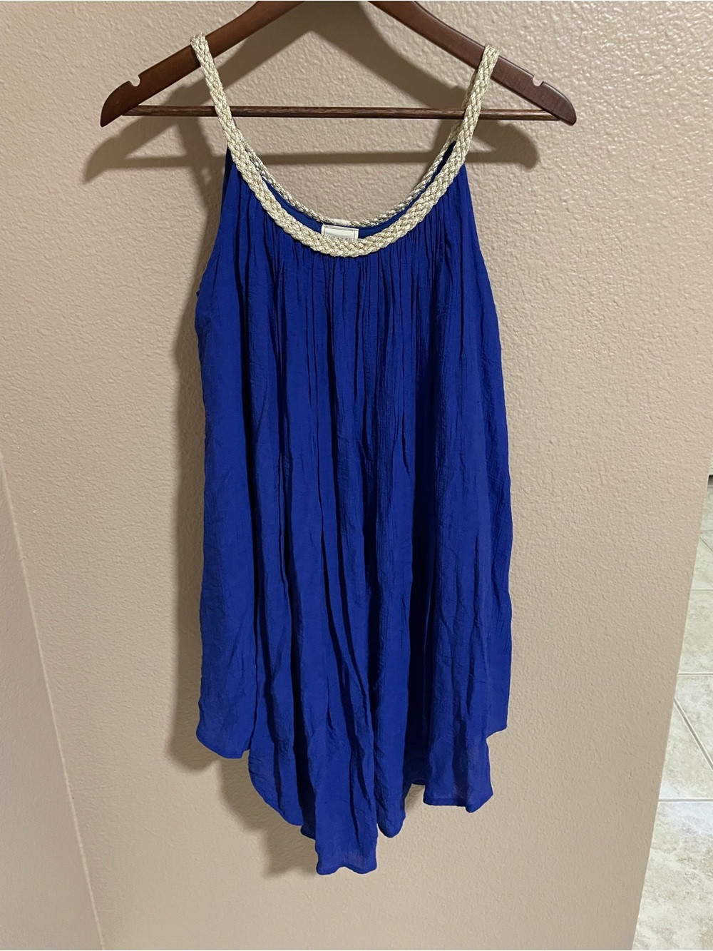 Sand & Spirit Royal Blue Braided-Strap Women's Tank Top Tunic Dress
